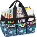 Craft Organizer Tote Bag, Art Caddy Organizer with Handles,Multi-Functional Craft Caddy for Sewing & Scrapbooking Supplies,Travel Art Box JOSIVIKY (White)